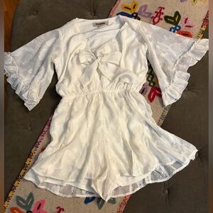 Chic White Ruffled Romper